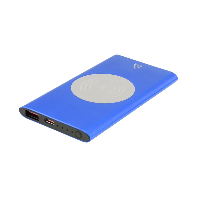 Power Bank Αλουμινίου με Ασύρματη Φόρτιση σε χρώμα Μπλε. Εταιρικά Διαφημιστικά Δώρα | PERFECT advertising
