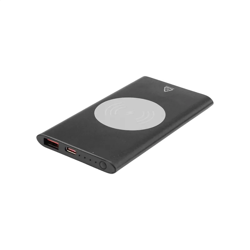 Power Bank Αλουμινίου με Ασύρματη Φόρτιση σε χρώμα Μαύρο. Εταιρικά Διαφημιστικά Δώρα | PERFECT advertising