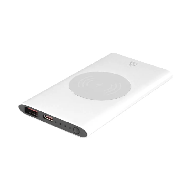 Power Bank Αλουμινίου με Ασύρματη Φόρτιση σε χρώμα Ασημί. Εταιρικά Διαφημιστικά Δώρα | PERFECT advertising