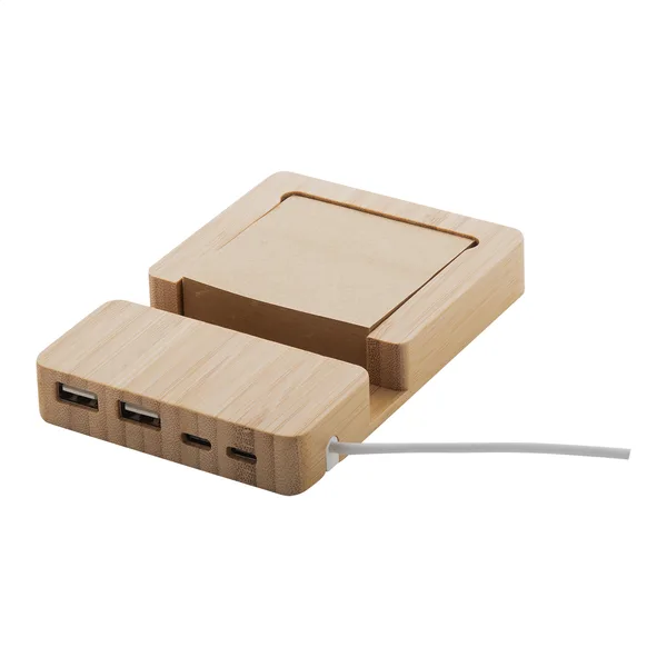 Διαφημιστικός Hub USB από Μπαμπού με Βάση Κινητού και Αυτοκόλλητες Σημειώσεις Kraft. Εταιρικά Διαφημιστικά Δώρα | PERFECT advertising