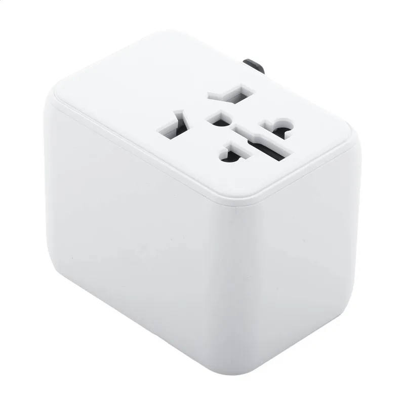 Προσαρμογέας Ταξιδιού με Λογότυπο. Θύρες USB και USB-C για Γρήγορη Φόρτιση — Εκτύπωση Λογοτύπου | PERFECT advertising