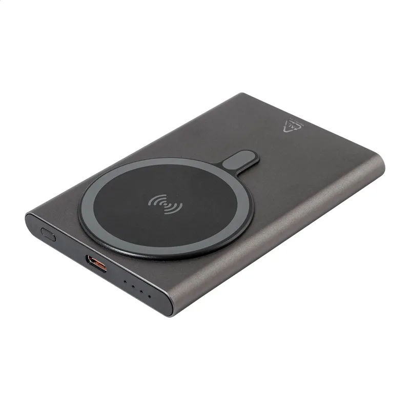 Power Bank Αλουμίνιο με Ασύρματο Φορτιστή 5000 mAh σε χρώμα Σκούρο Γκρι. Εταιρικά Διαφημιστικά Δώρα | PERFECT advertising