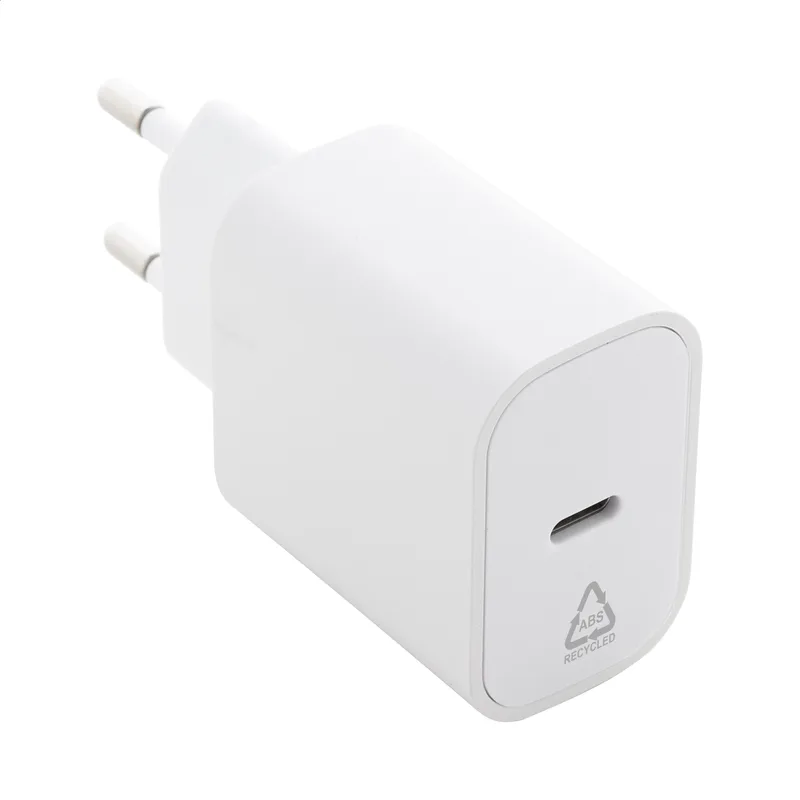 Εκτύπωση σε Φορτιστή Τοίχου USB-C από Ανακυκλωμένο ABS. Εταιρικά Διαφημιστικά Δώρα Τεχνολογίας | PERFECT advertising