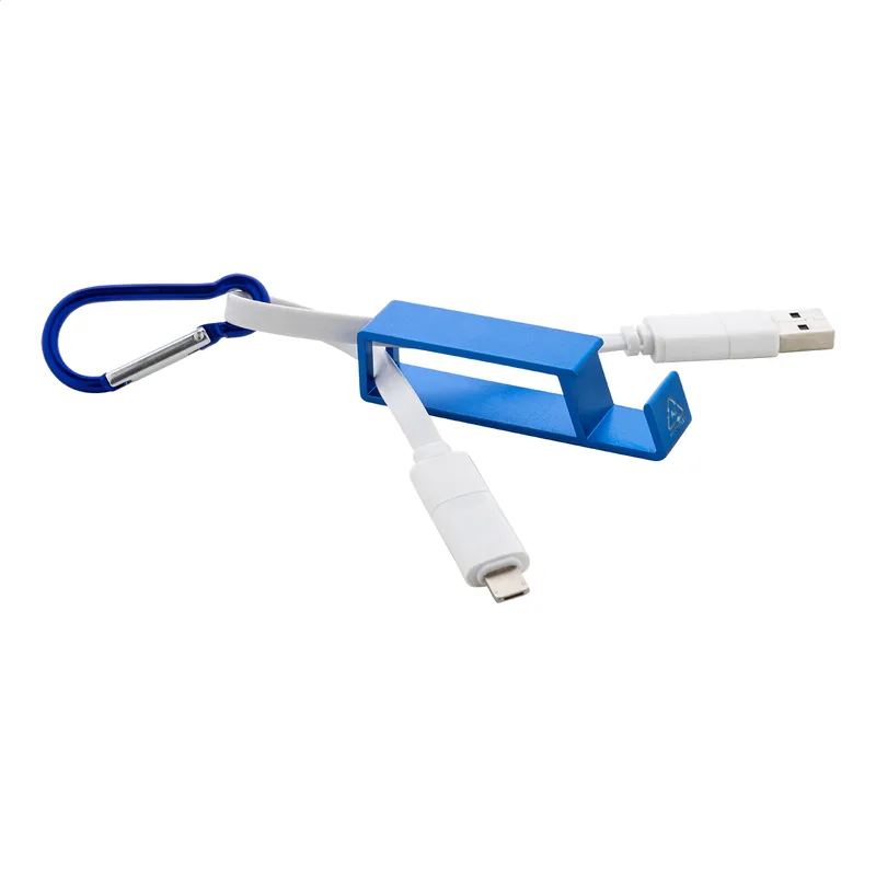 Καλώδιο Φορτιστή USB με Καραμπίνερ και Θήκη Κινητού Cappy σε χρώμα Μπλε. Εταιρικά Διαφημιστικά Δώρα | PERFECT advertising
