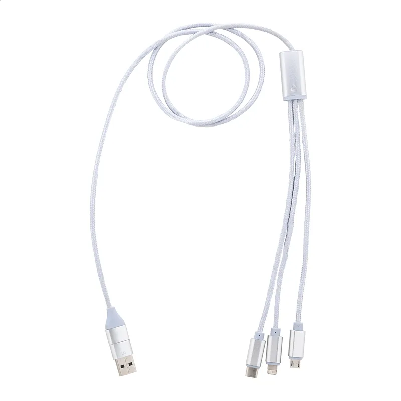 Καλώδιο Φορτιστή USB με Micro USB, USB-C και Lightning σε χρώμα Ασημί. Εταιρικά Διαφημιστικά Δώρα | PERFECT advertising