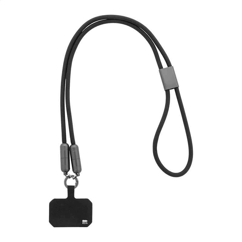 Λεπτομέρεια Κρυφών Μεταλλικών Υποδοχών USB-C σε Κορδόνι RPET. Διαφημιστικά Δώρα με Λογότυπο | PERFECT advertising