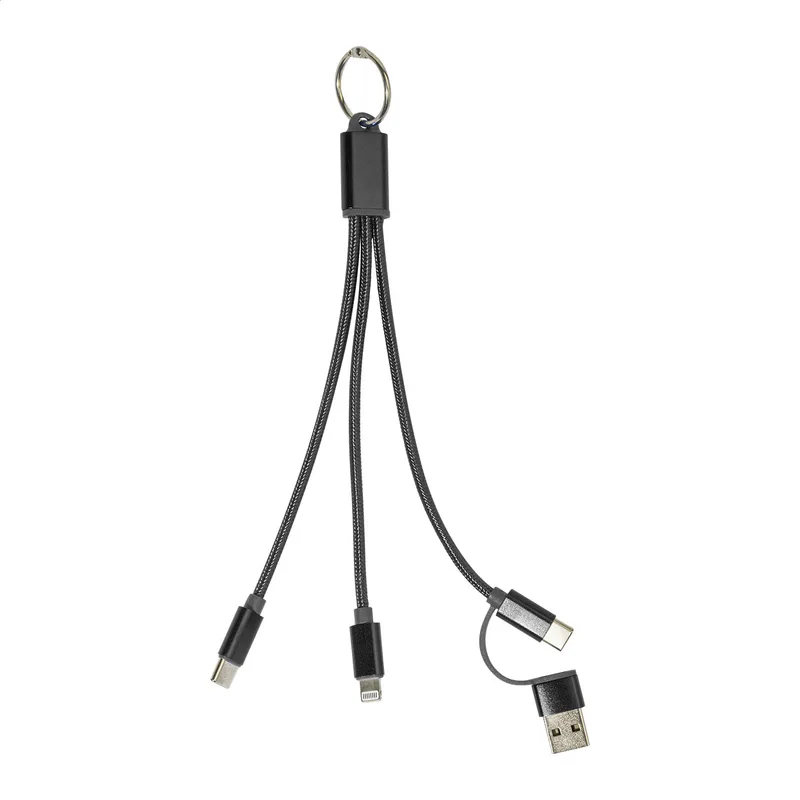 Καλώδιο Φορτιστή USB με Μπρελόκ από RABS και RPET Rafob σε χρώμα Μαύρο. Εταιρικά Διαφημιστικά Δώρα | PERFECT advertising