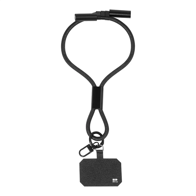Βραχιολάκι Θήκη Κινητού RPET με Καλώδιο USB-C CuffCharge σε χρώμα Μαύρο. Εταιρικά Διαφημιστικά Δώρα | PERFECT advertising