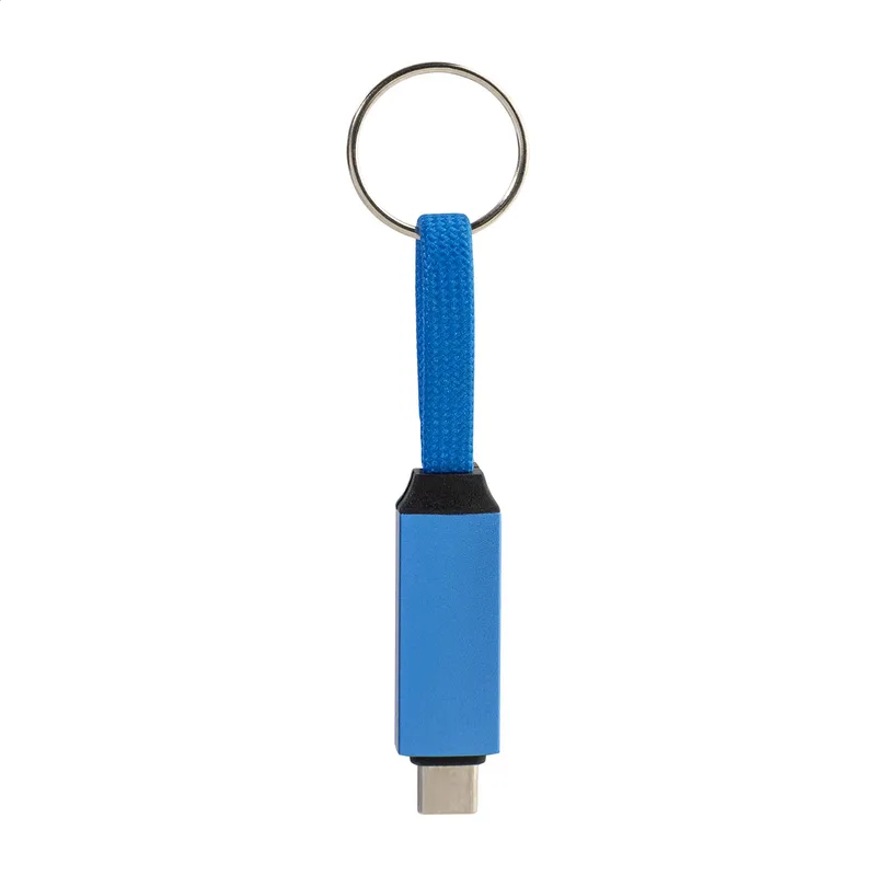 Καλώδιο USB-C 60W με Μπρελόκ RPET σε χρώμα Μπλε. Εταιρικά Διαφημιστικά Δώρα | PERFECT advertising