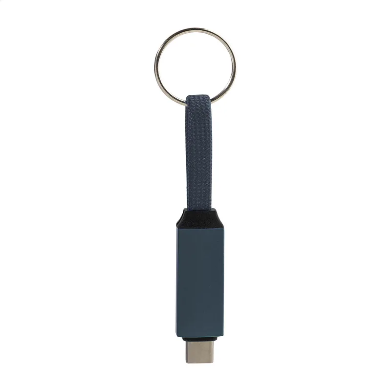 Καλώδιο USB-C 60W με Μπρελόκ RPET σε χρώμα Σκούρο Μπλε. Εταιρικά Διαφημιστικά Δώρα | PERFECT advertising