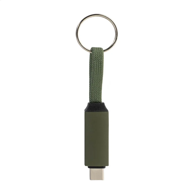 Καλώδιο USB-C 60W με Μπρελόκ RPET σε χρώμα Σκούρο Πράσινο. Εταιρικά Διαφημιστικά Δώρα | PERFECT advertising