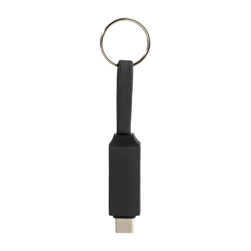 Καλώδιο USB-C 60W με Μπρελόκ RPET σε χρώμα Μαύρο. Εταιρικά Διαφημιστικά Δώρα | PERFECT advertising
