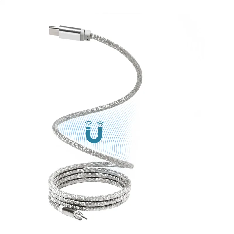 Μαγνητικό Καλώδιο USB-C 60W RPET σε χρώμα Ασημί. Εταιρικά Διαφημιστικά Δώρα | PERFECT advertising
