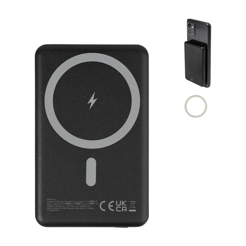 Power Bank RABS Μαγνητικός σε χρώμα Μαύρο. Εταιρικά Διαφημιστικά Δώρα | PERFECT advertising