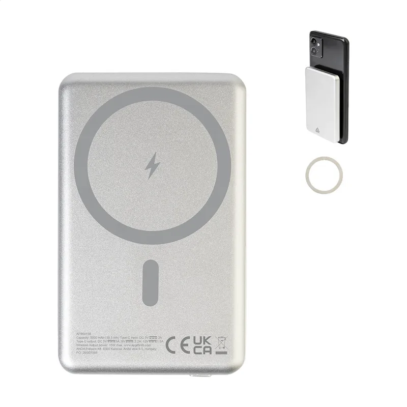 Power Bank RABS Μαγνητικός σε χρώμα Ασημί. Εταιρικά Διαφημιστικά Δώρα | PERFECT advertising