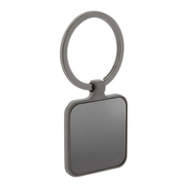 Μεταλλικό Μπρελόκ με Εκτύπωση Τετράγωνο, Gunmetal Φινίρισμα και Γυαλιστερές Πλάκες. Εταιρικά Διαφημιστικά Δώρα | PERFECT advertising
