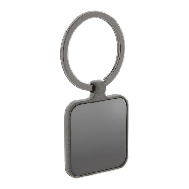 Μεταλλικό Μπρελόκ με Εκτύπωση Τετράγωνο, Gunmetal Φινίρισμα και Γυαλιστερές Πλάκες. Εταιρικά Διαφημιστικά Δώρα | PERFECT advertising